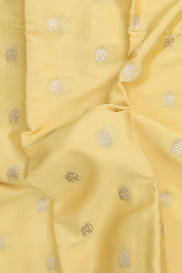 Mysore Silk Saree In Yellow With Elephant Buttas
