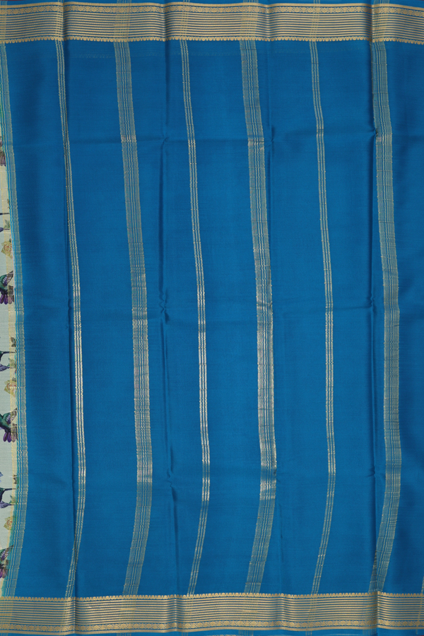 Mysore Silk Saree In Yellow With Floral Design