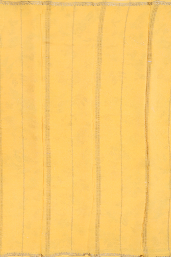 Mysore Silk Saree In Yellow With Floral Printed Design