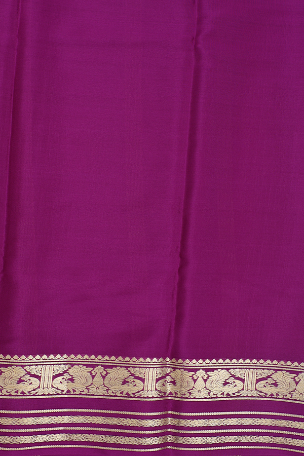 Mysore Silk Saree In Yellow With Peacock Border