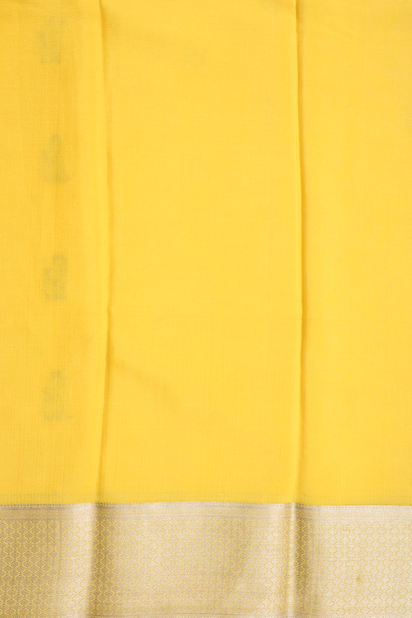 Mysore Silk Saree In Yellow With Peacock Buttas