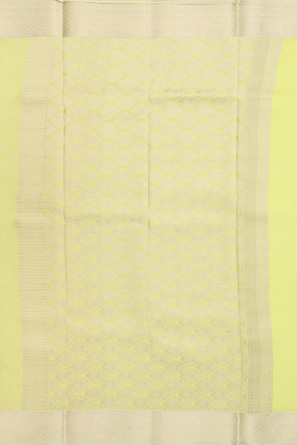 Mysore Silk Saree In Yellow With Peacock Design