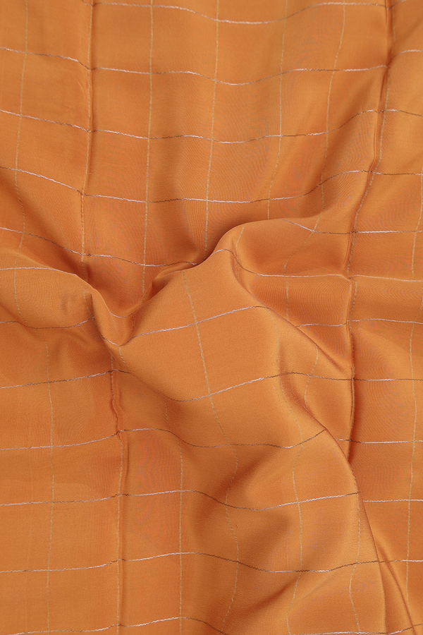 Mysore Silk Saree Ochre Orange With Checks Design