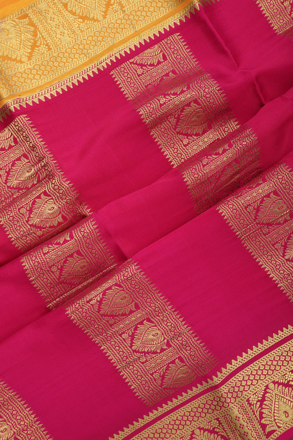 Mysore Silk Saree Plain Bold Green With Ganga Jamuna Border
