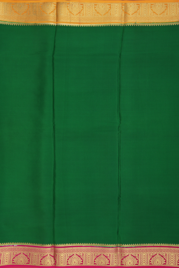 Mysore Silk Saree Plain Bold Green With Ganga Jamuna Border