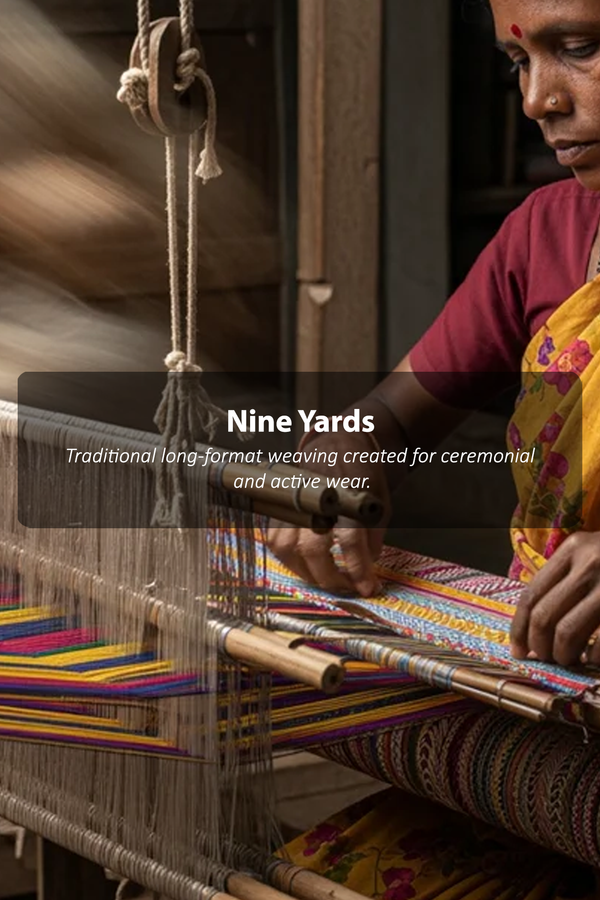 Nine Yards Silk Cotton Saree In Yellow With Paisley Design