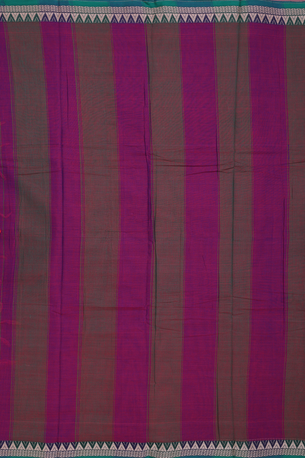 Narayanpet Cotton Saree In Berry Purple With Contrast Border