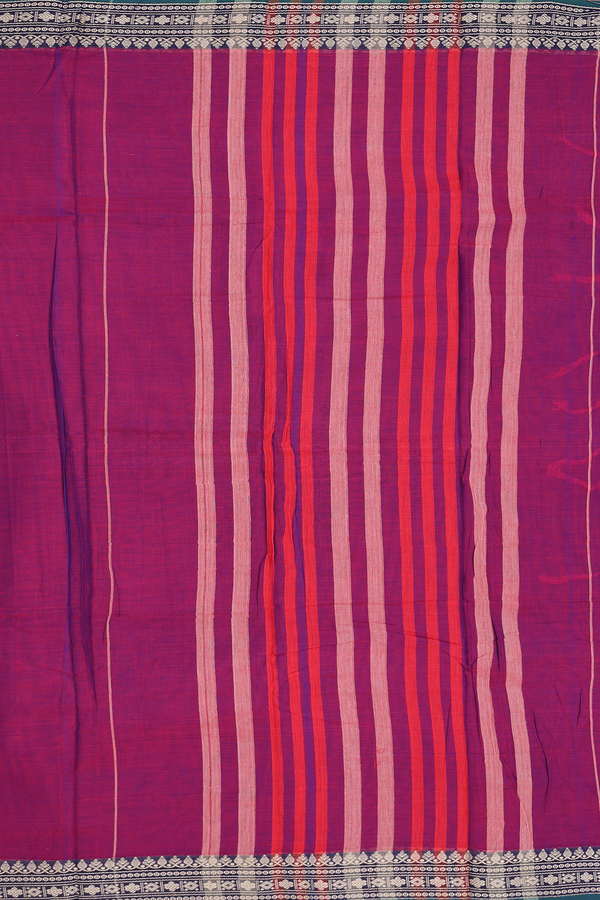 Narayanpet Cotton Saree In Berry Purple With Contrast Border