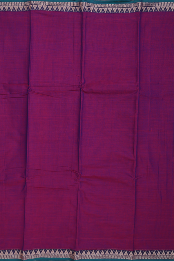 Narayanpet Cotton Saree In Berry Purple With Contrast Border