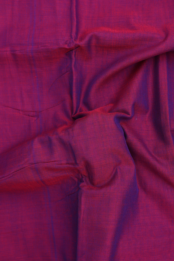 Narayanpet Cotton Saree In Berry Purple With Contrast Border