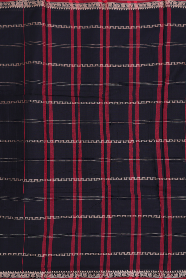 Narayanpet Cotton Saree In Black With Stripes Design