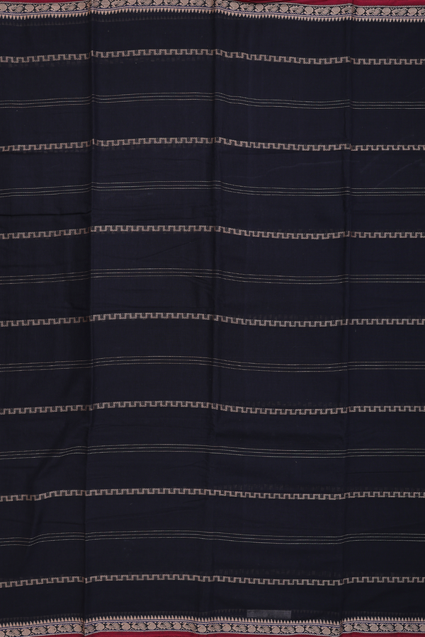 Narayanpet Cotton Saree In Black With Stripes Design