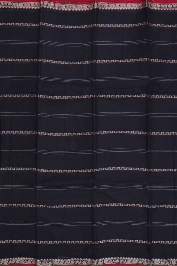 Narayanpet Cotton Saree In Black With Stripes Design