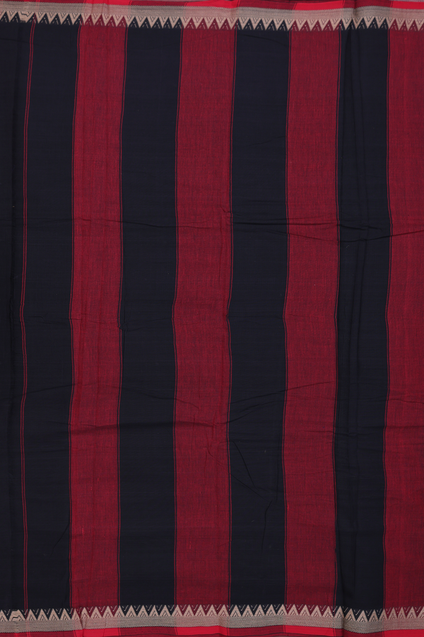 Narayanpet Cotton Saree In Black With Contrast Border