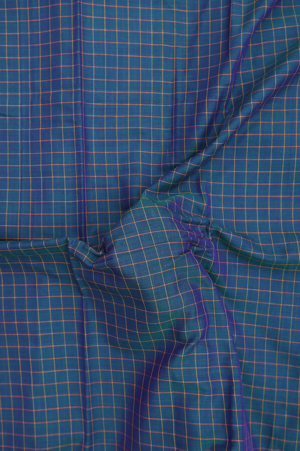 Narayanpet Cotton Saree In Blue With Checks Design