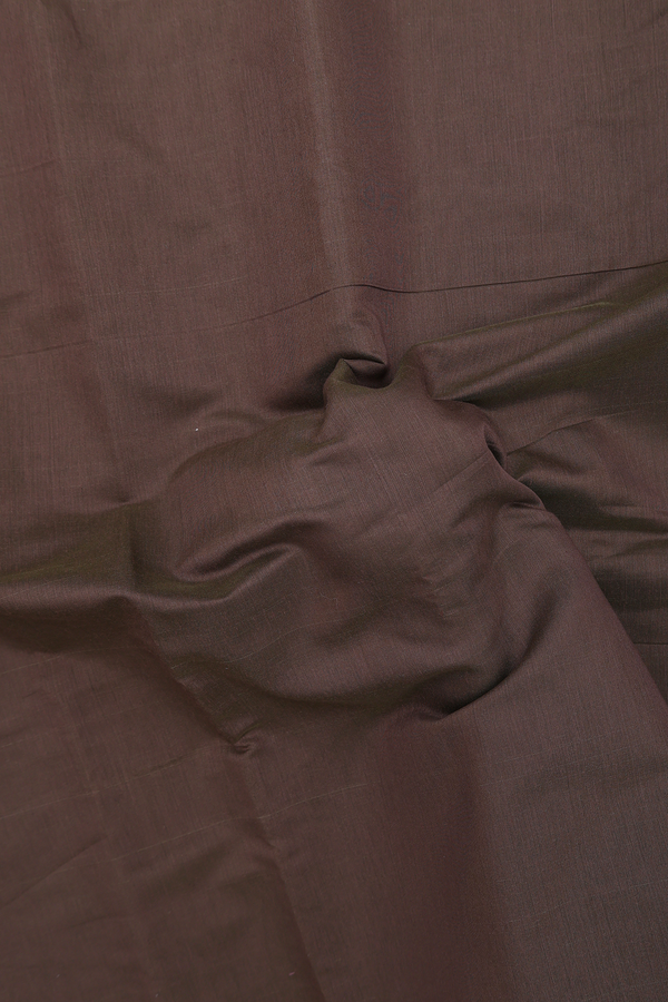 Narayanpet Cotton Saree In Brown With Threadwork Border