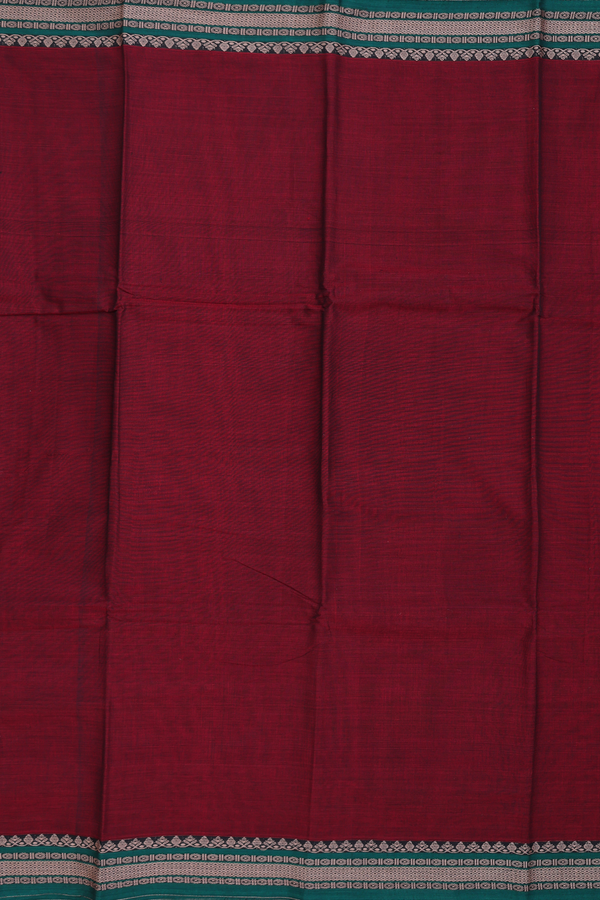 Narayanpet Cotton Saree In Burgundy Red With Contrast Border