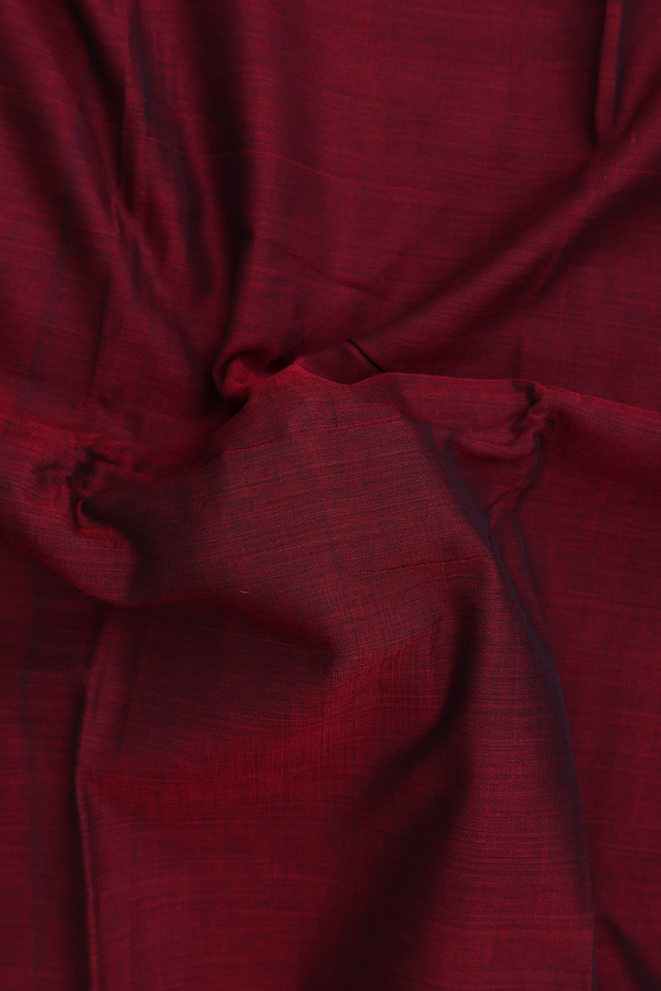 Narayanpet Cotton Saree In Burgundy Red With Contrast Border