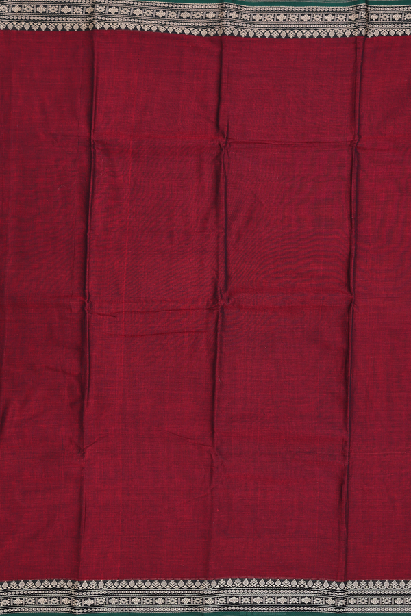 Narayanpet Cotton Saree In Burgundy Red With Contrast Border