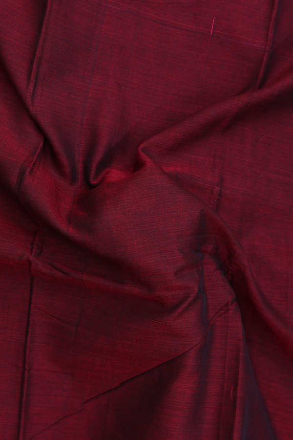 Narayanpet Cotton Saree In Burgundy Red With Contrast Border