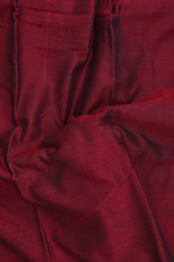Narayanpet Cotton Saree In Burgundy Red With Contrast Border