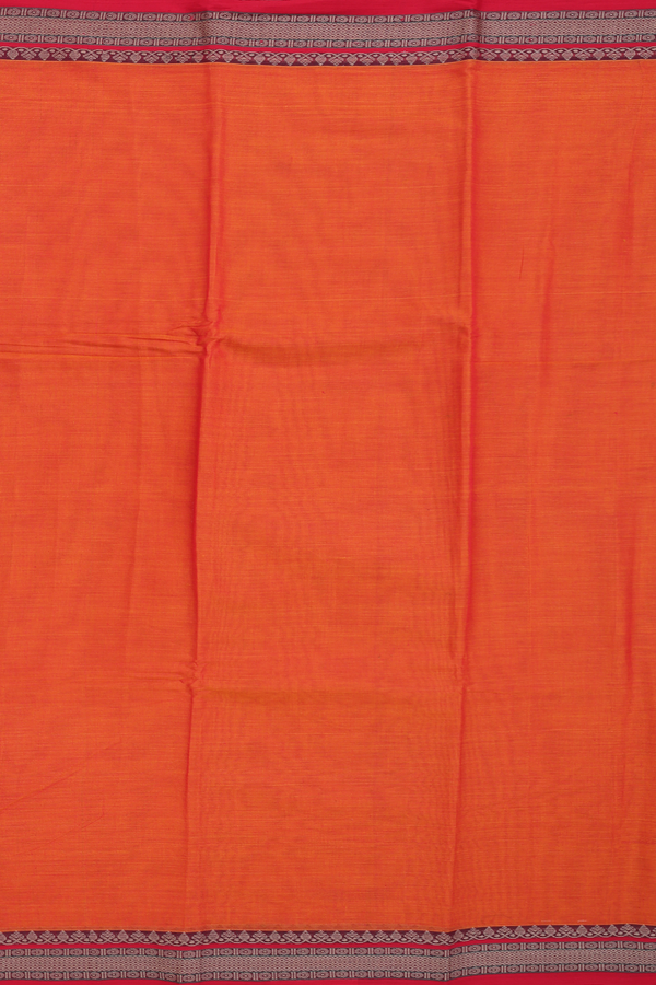 Narayanpet Cotton Saree In Spiced Orange With Contrast Border