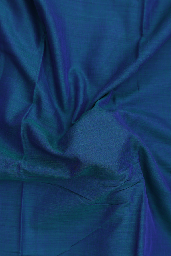 Narayanpet Cotton Saree In Prussian Blue With Contrast Border