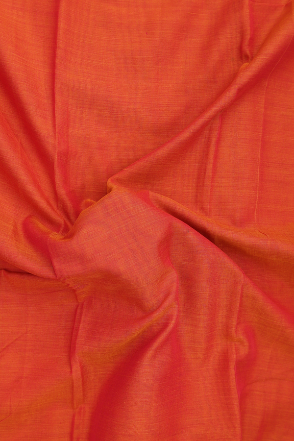 Narayanpet Cotton Saree In Spiced Orange With Contrast Border