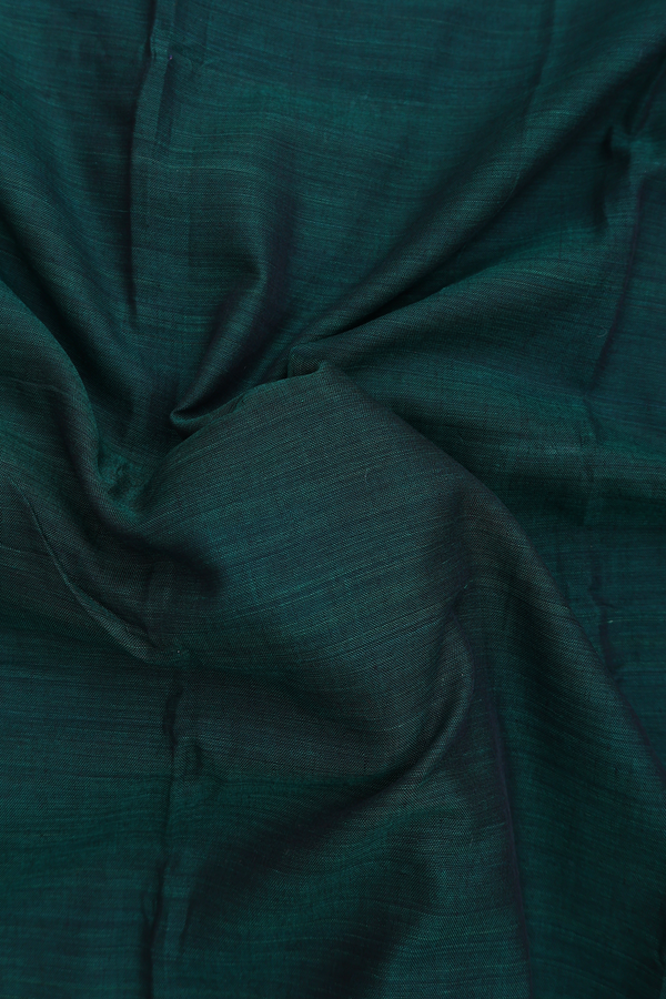 Narayanpet Cotton Saree In Dark Green With Contrast Border