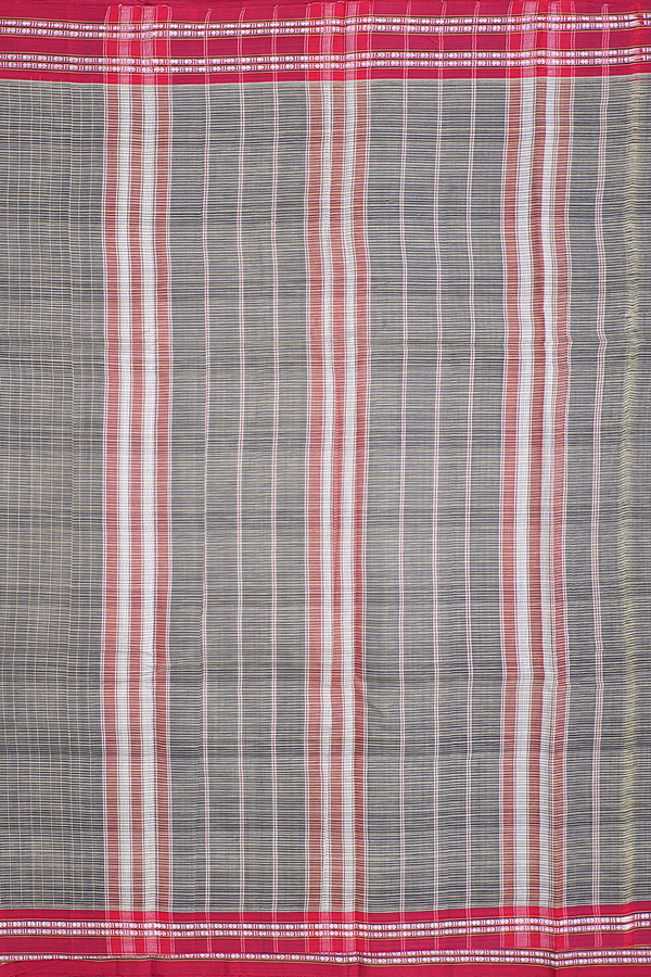 Narayanpet Cotton Saree In Dusty Khaki With Checks Design