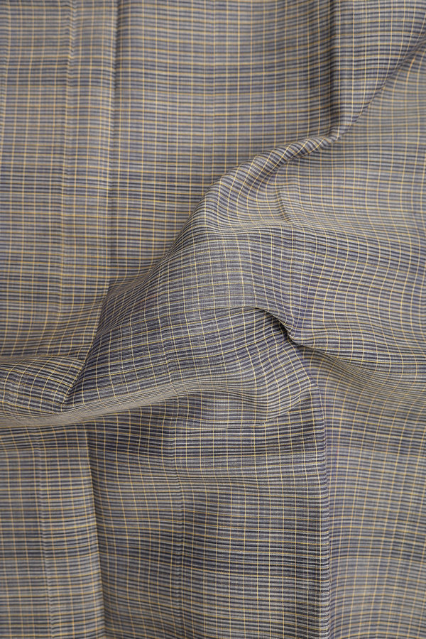Narayanpet Cotton Saree In Dusty Khaki With Checks Design