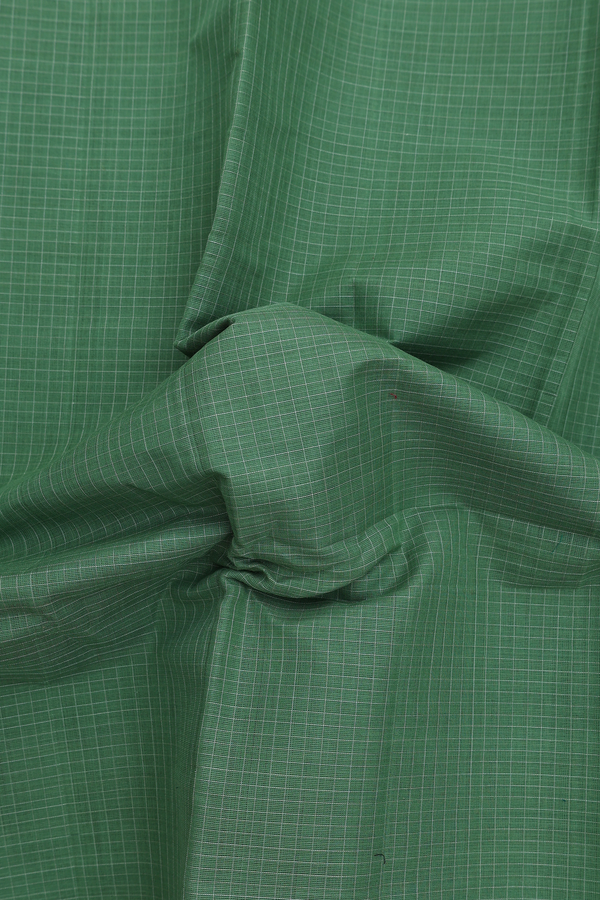 Narayanpet Cotton Saree In Green With Checks Design