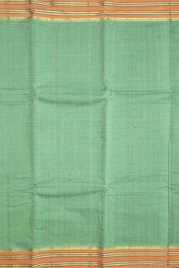 Narayanpet Cotton Saree In Stone Green With Checks Design