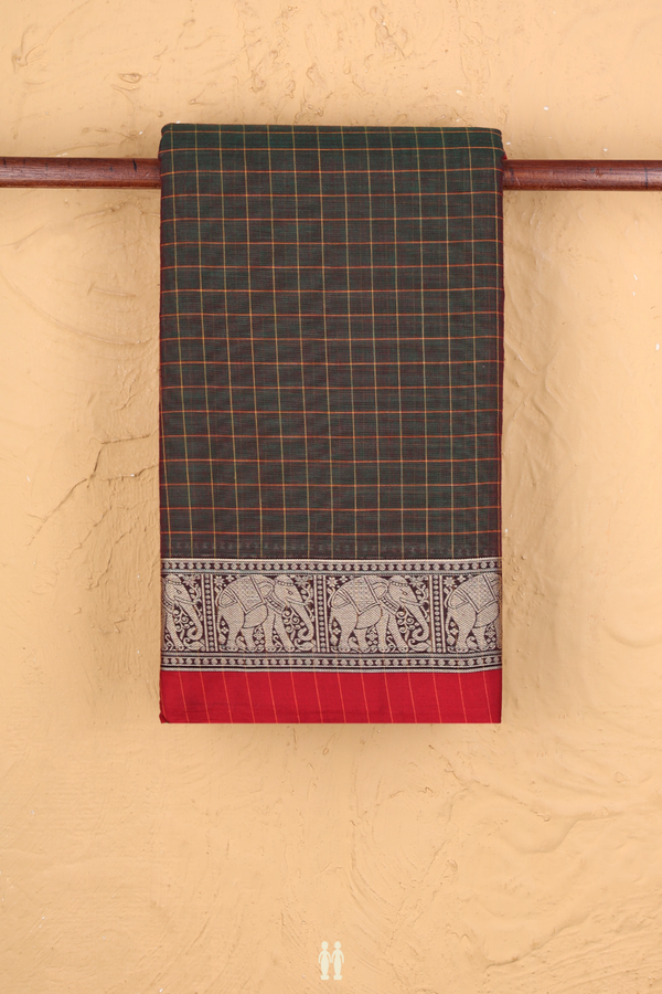 Narayanpet Cotton Saree In Manthulir With Checks Design