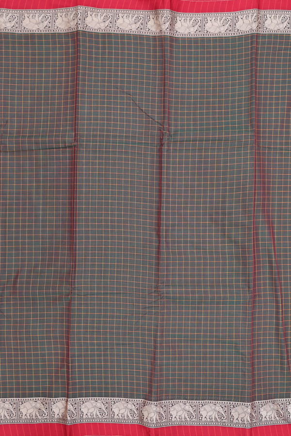 Narayanpet Cotton Saree In Manthulir With Checks Design