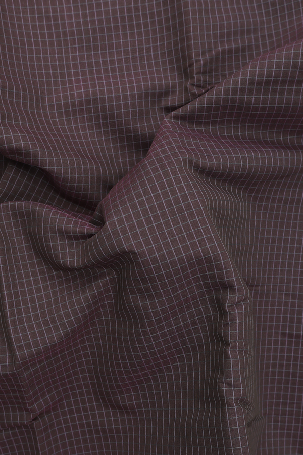 Narayanpet Cotton Saree In Oxford Brown With Checks Design