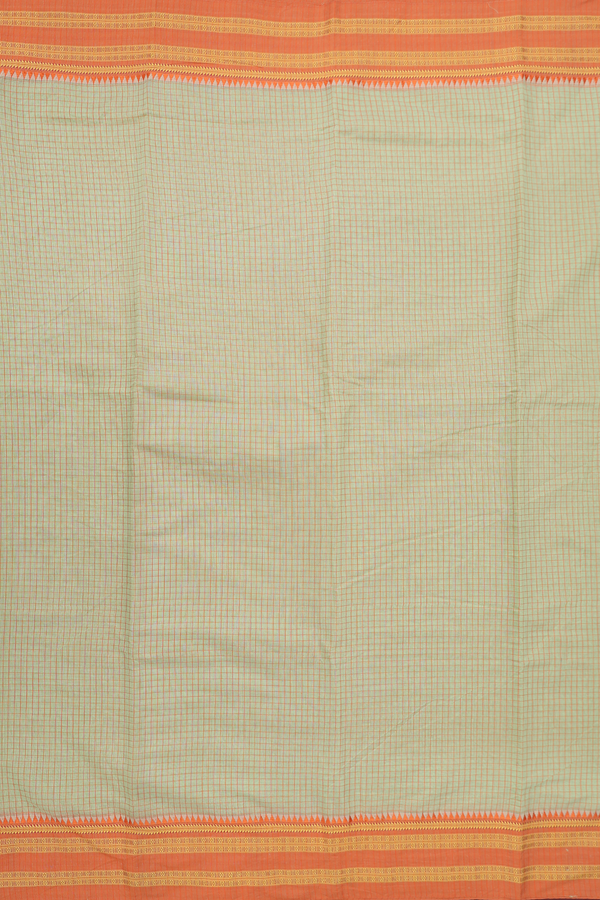 Narayanpet Cotton Saree In Pastel Green With Checks Design