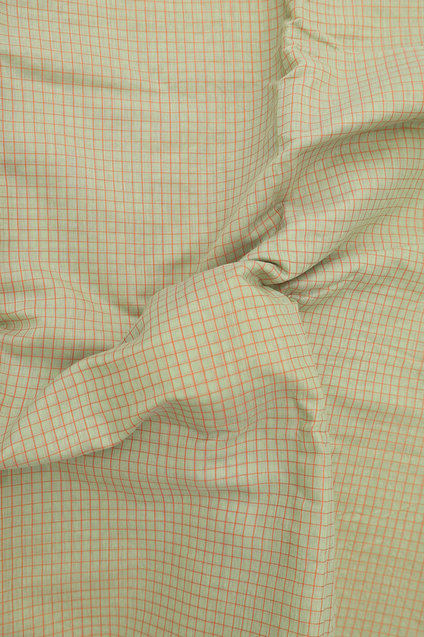 Narayanpet Cotton Saree In Pastel Green With Checks Design