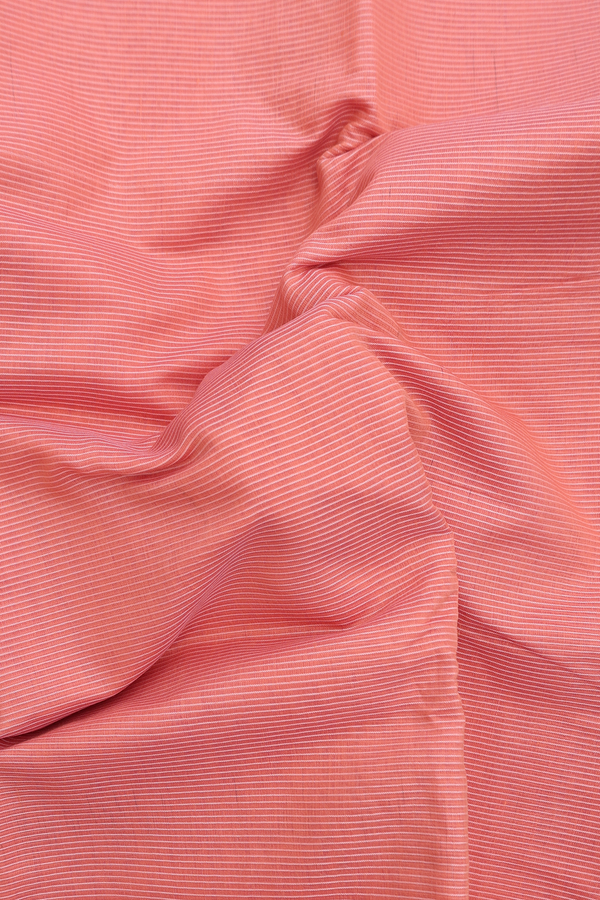 Narayanpet Cotton Saree In Peach Pink With Stripes Design