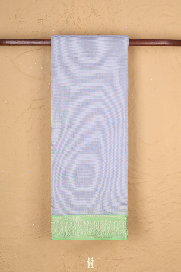 Narayanpet Cotton Saree In Powder Blue With Stripes Design