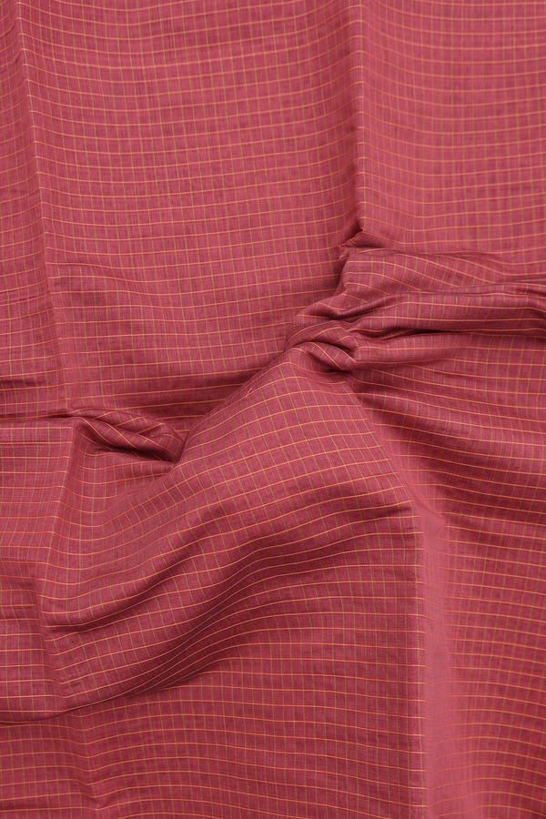Narayanpet Cotton Saree In Punch Pink With Checks Design