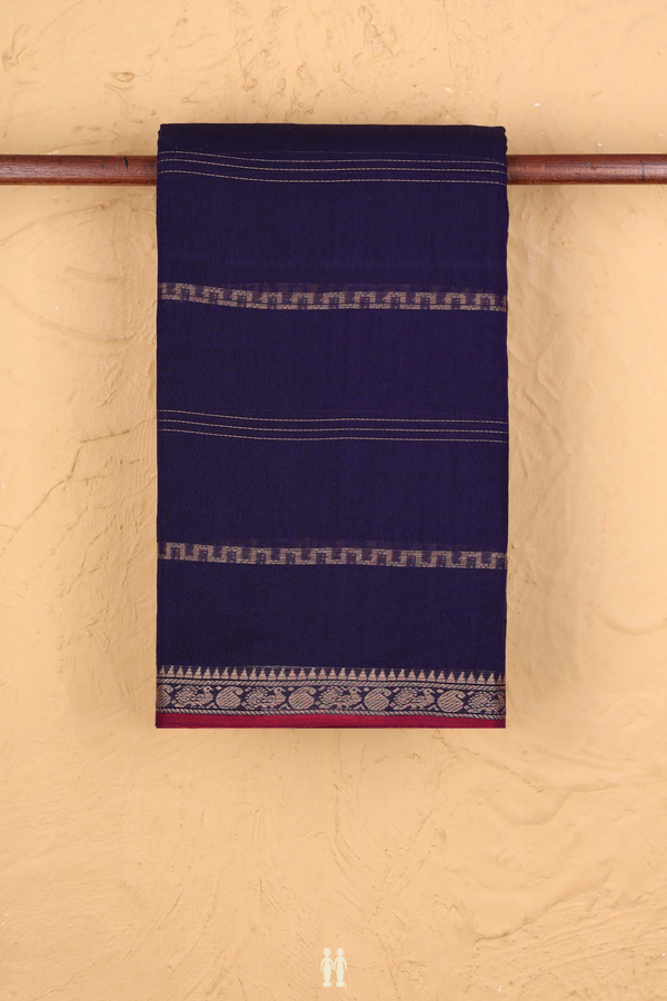 Narayanpet Cotton Saree In Purple With Stripes Design