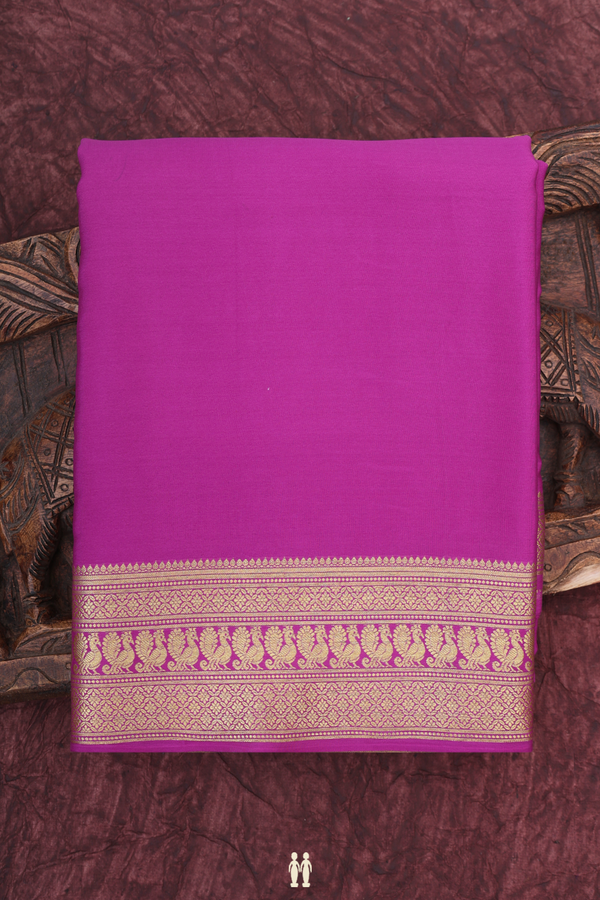 Mysore Silk Saree In Purple With Peacock Border