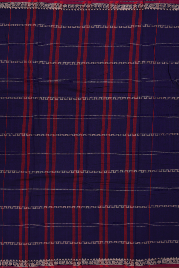 Narayanpet Cotton Saree In Regal Purple With Stripes Design