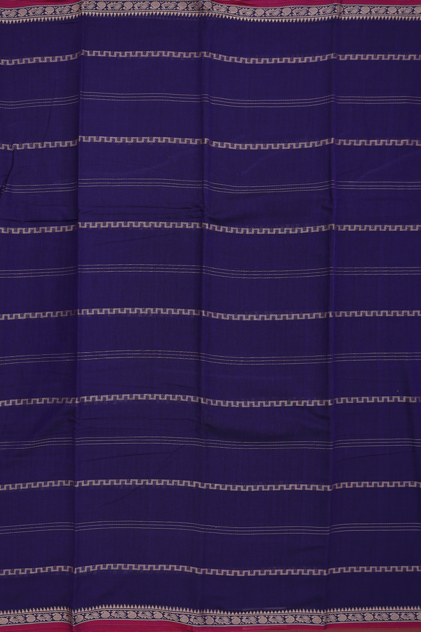 Narayanpet Cotton Saree In Regal Purple With Stripes Design