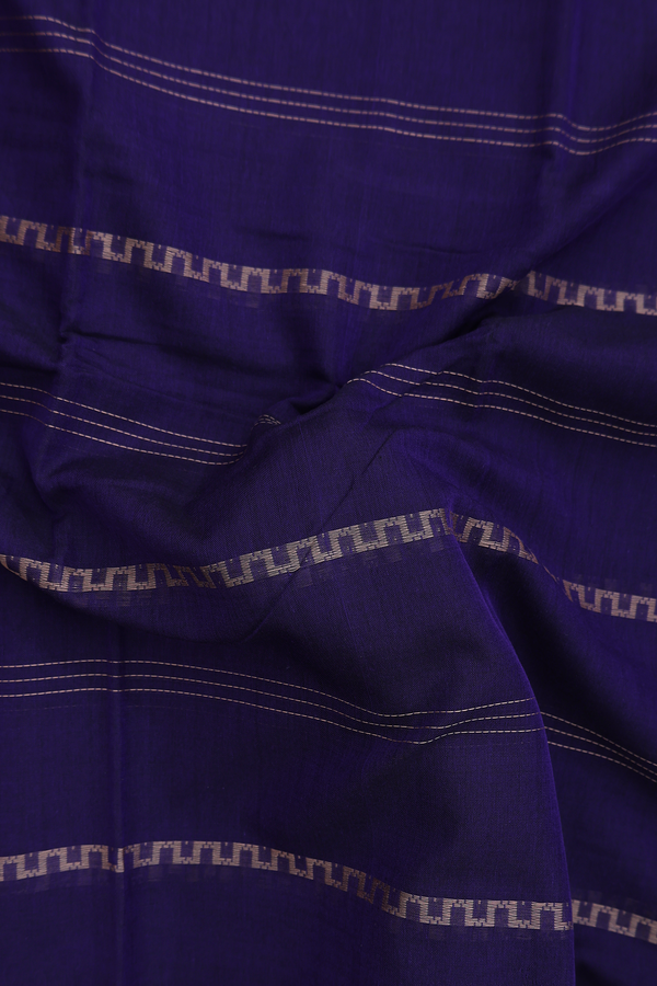 Narayanpet Cotton Saree In Regal Purple With Stripes Design