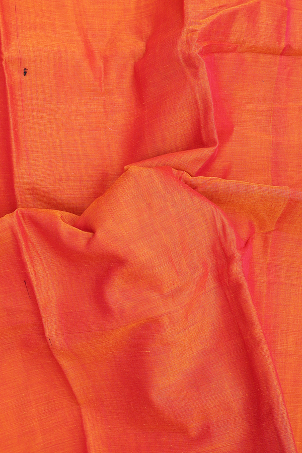 Narayanpet Cotton Saree In Orange With Contrast Border