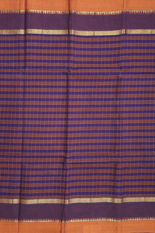 Narayanpet Cotton Saree Purple And Brown With Checks Design