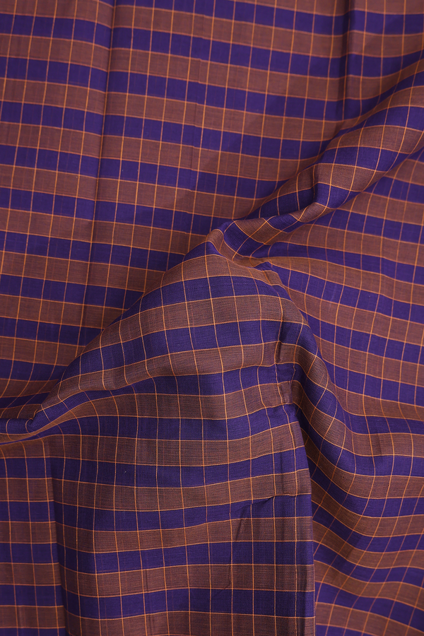 Narayanpet Cotton Saree Purple And Brown With Checks Design