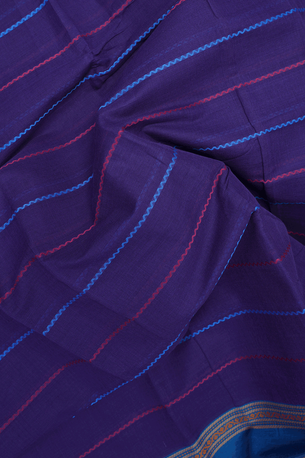 Neli Threadwork Design Royal Blue Chettinadu Cotton Saree